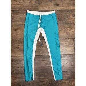 NWT Men's Jock N2N Shiny Blue White Shiny Spandex Tights Compression Pants Sz L